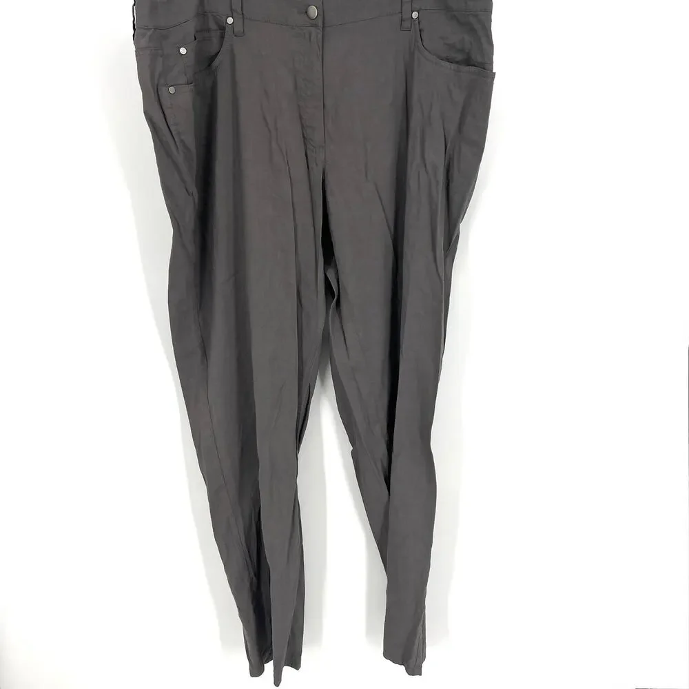 Eileen Fisher Charcoal Gray Italian Fabric Linen Stretch Pants Size 20W